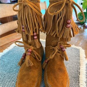 Minnetonka Fringed Suede Boots